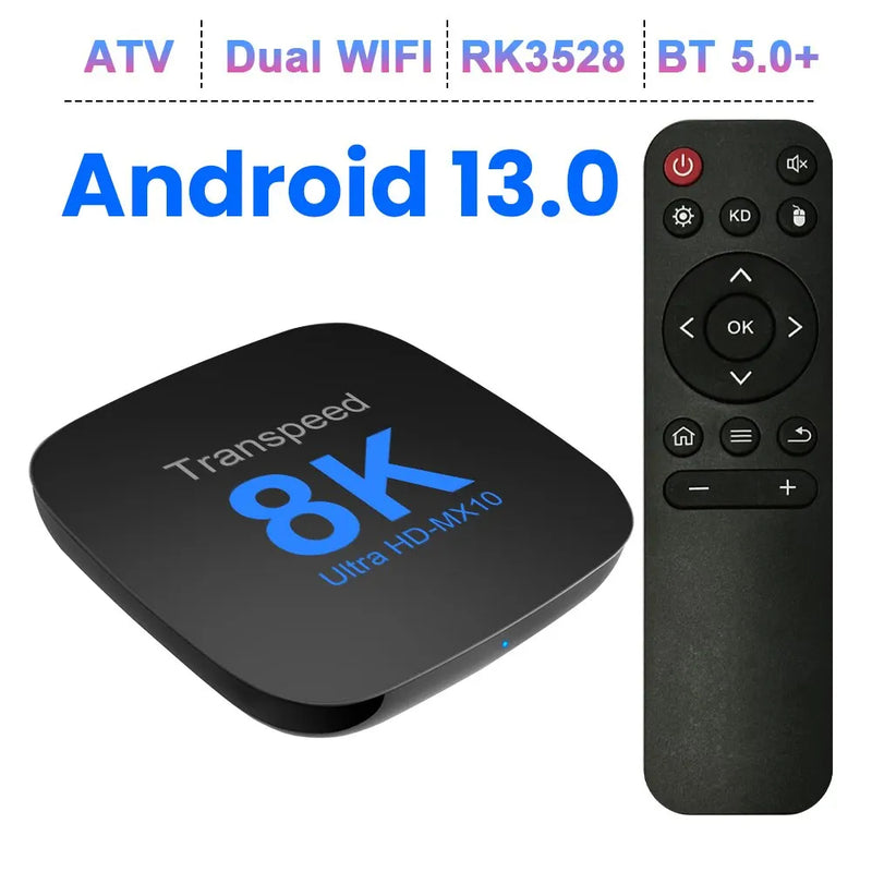 Transpeed Android 13 TV Box 8K ultra HD MX-10