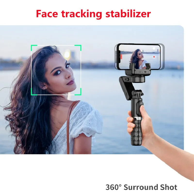 Estabilizador Gimbal Tripé para Smartphone, Rotação 360, Selfie